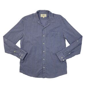 Work Rest Karma Shirt Mens M Medium Blue Plaid Dress Long Sleeve Cotton Work WRK